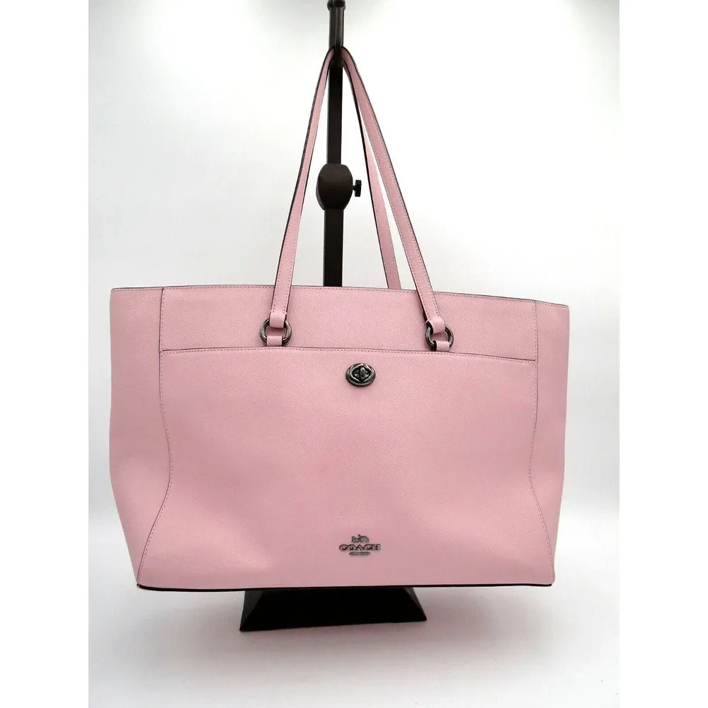 COACH Cross Grain Leather Large Folio Tote‎ Travel Luggage Business Bag Pink NWT - Picture 2 of 16